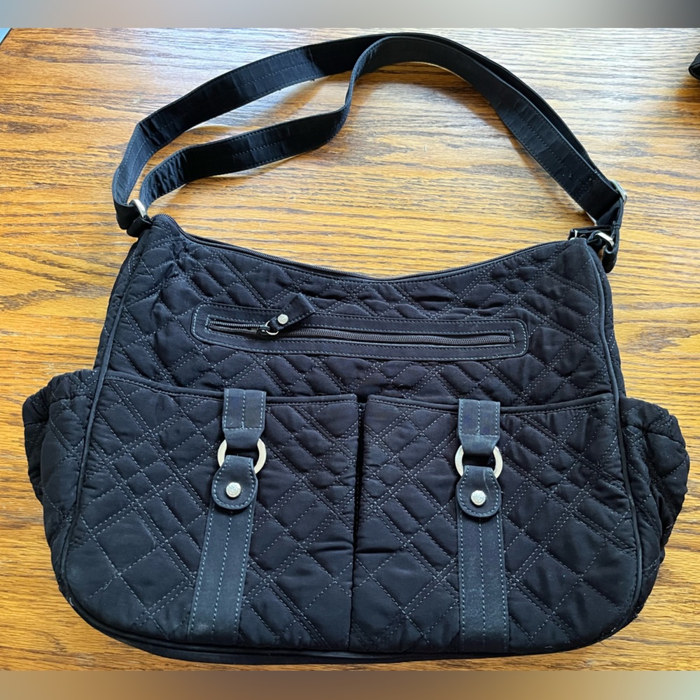 Large black Vera Bradley diaper bag 15”x13”